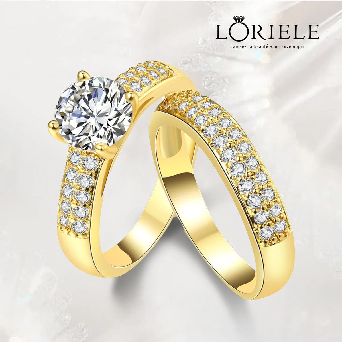 Ensembles de bagues pavé Vénus Callista en Plaqué Or Jaune - Diamant M ...