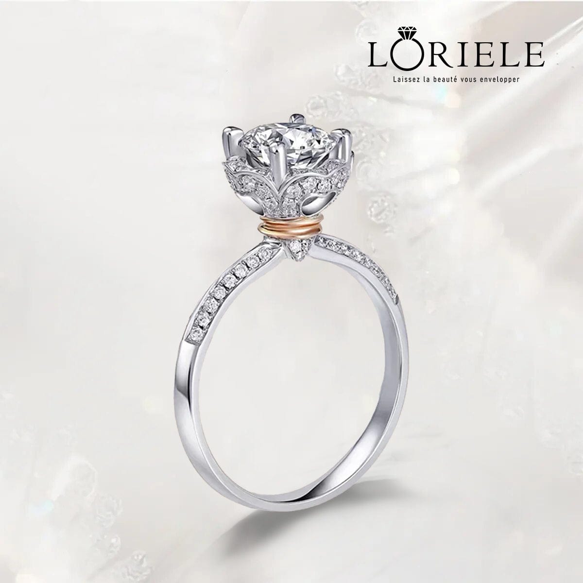Bague Solitaire pavé Éclat d'Aphrodite Argent Sterling 925 - Diamant Moissanite 1 Carat 💎