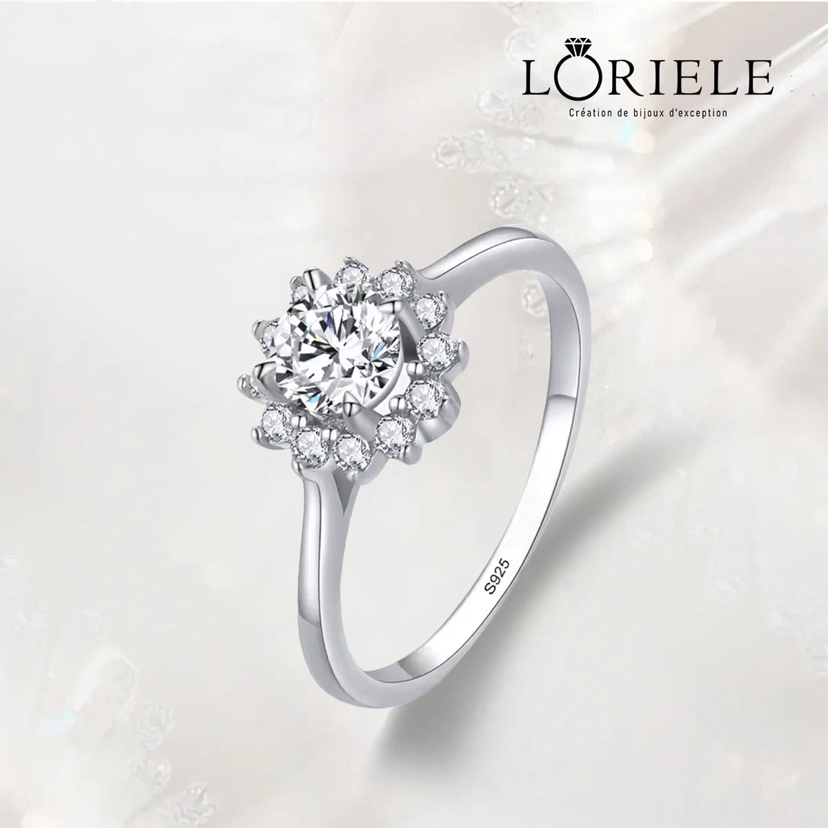 Bague Fleur de Cristal en Argent - Diamant Moissanite💎