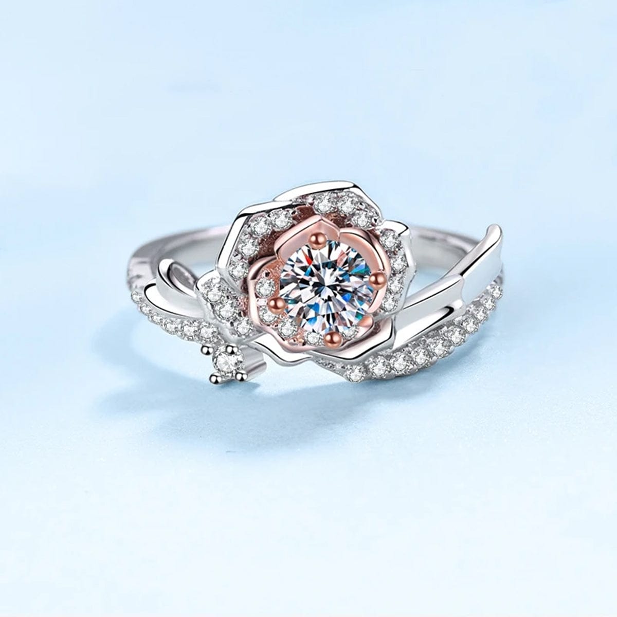 LORIELE - Bague Solitaire Rose Ballerina en Argent Sterling 925 - Diamant Moissanite 1 Carat 💎