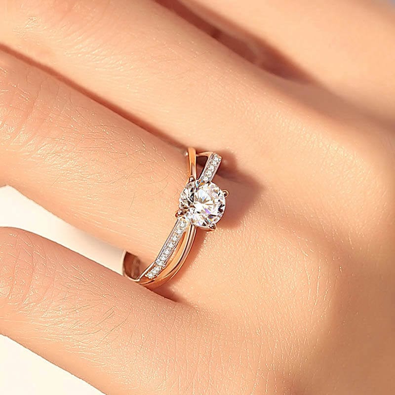 Bague Carrée Prisme d'amour en Argent Sterling 925- Diamant Moissanite 1 Carat 💎