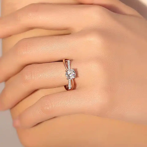 Bague Carrée Prisme d'amour en Argent Sterling 925  - Diamant Moissanite 1 Carat 💎