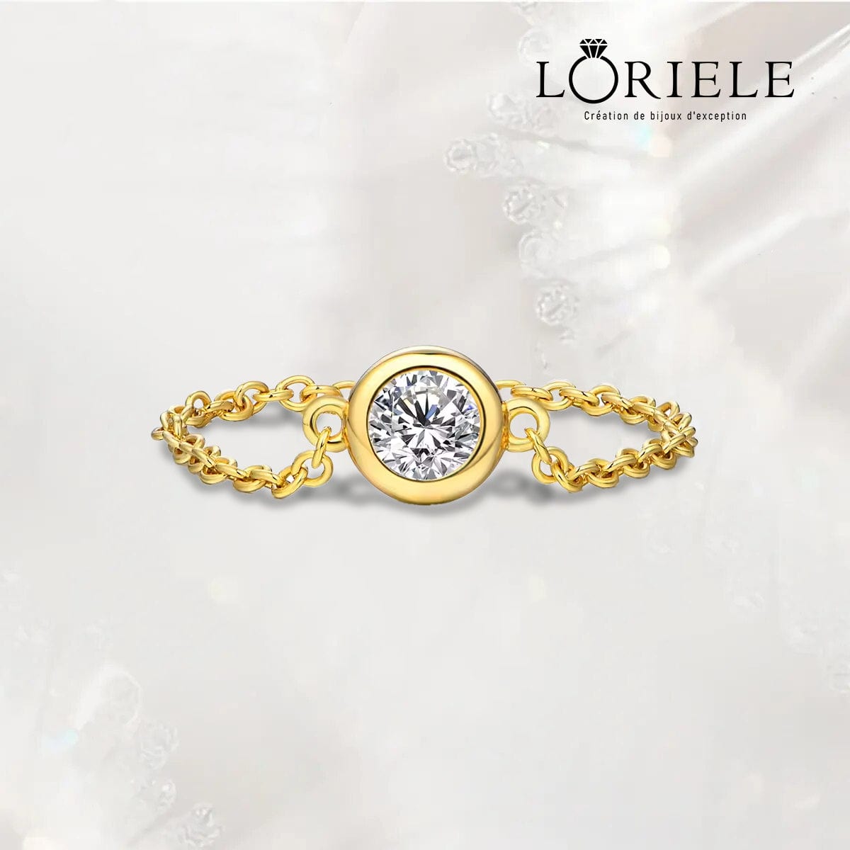 Bague Iris Liberté - Chaîne Plaquée or 18cts, Diamant Moissanite 1 Carat 💎