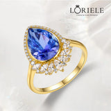 Bague Larme d'OcĂ©an - Diamant Moissanite Bleuđ