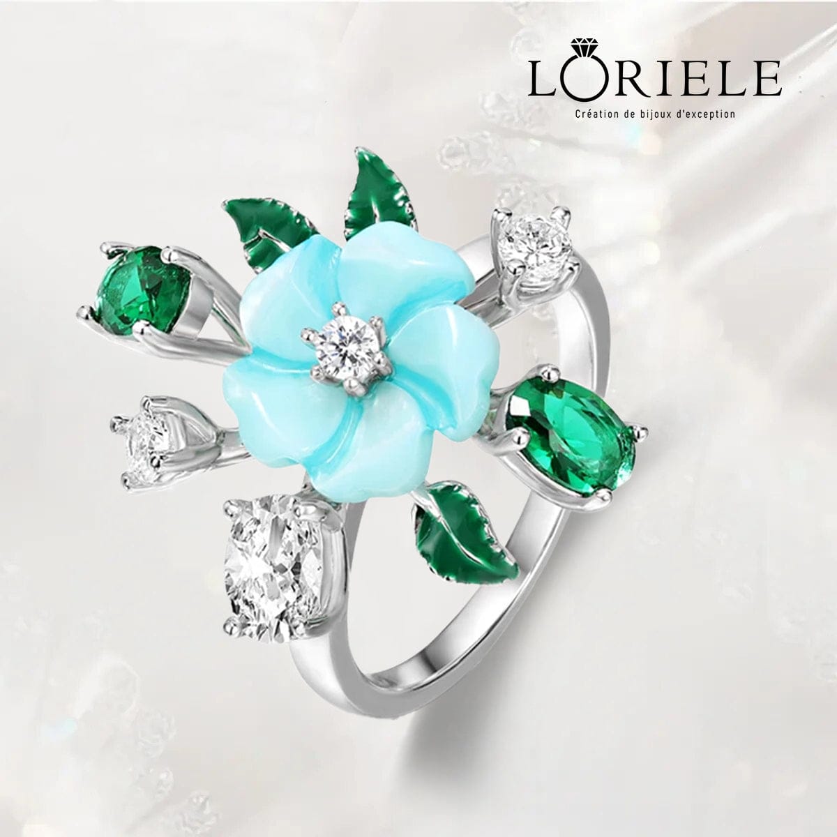 Bague Lotus Azuré - Diamant Moissanite 💎