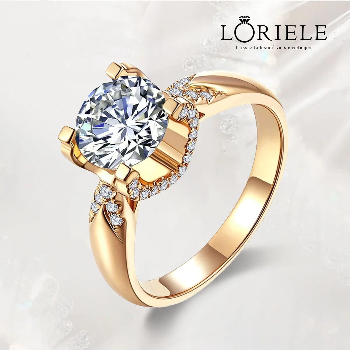 Bague Solitaire Lueur Éternelle Plaqué Or & Argent 925 - Diamant Moissanite 1 Carat💎