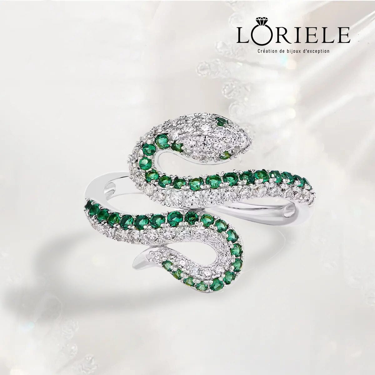 Bague Méduse Émeraude - Acier inoxydable Serti de Moissanites 0.5 carta 💎