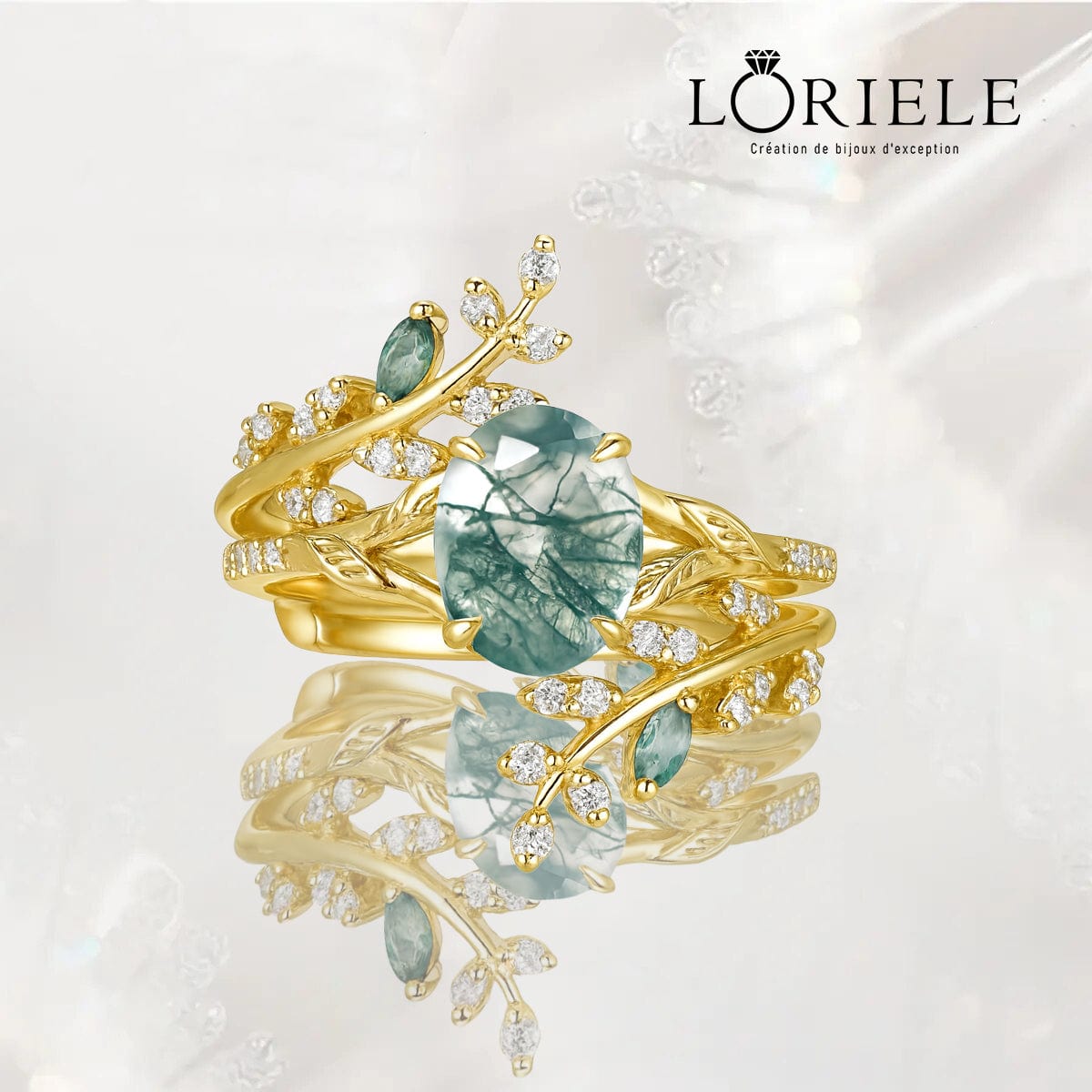 Bague Nymphes Aphrodite - Moissanite Jaspe 💎🌿