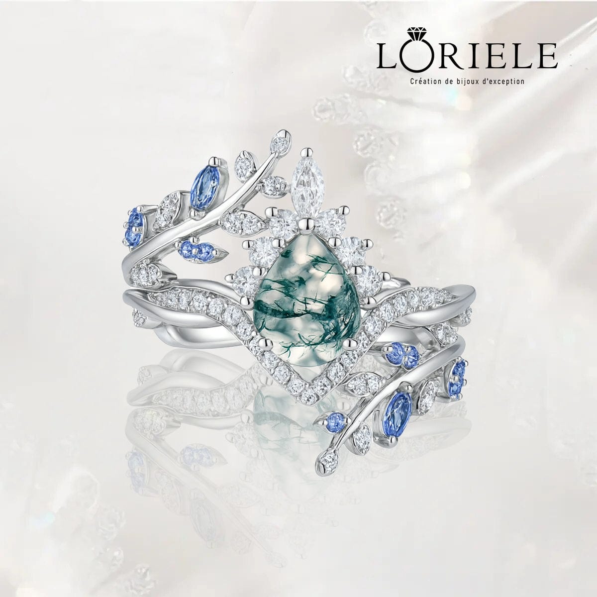 Bague Nymphes Esme foreste - Moissanite Jaspe 💎🌿