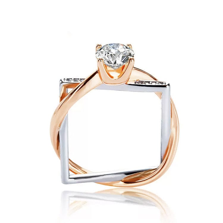 Bague Carrée Prisme d'amour en Argent Sterling 925- Diamant Moissanite 1 Carat 💎