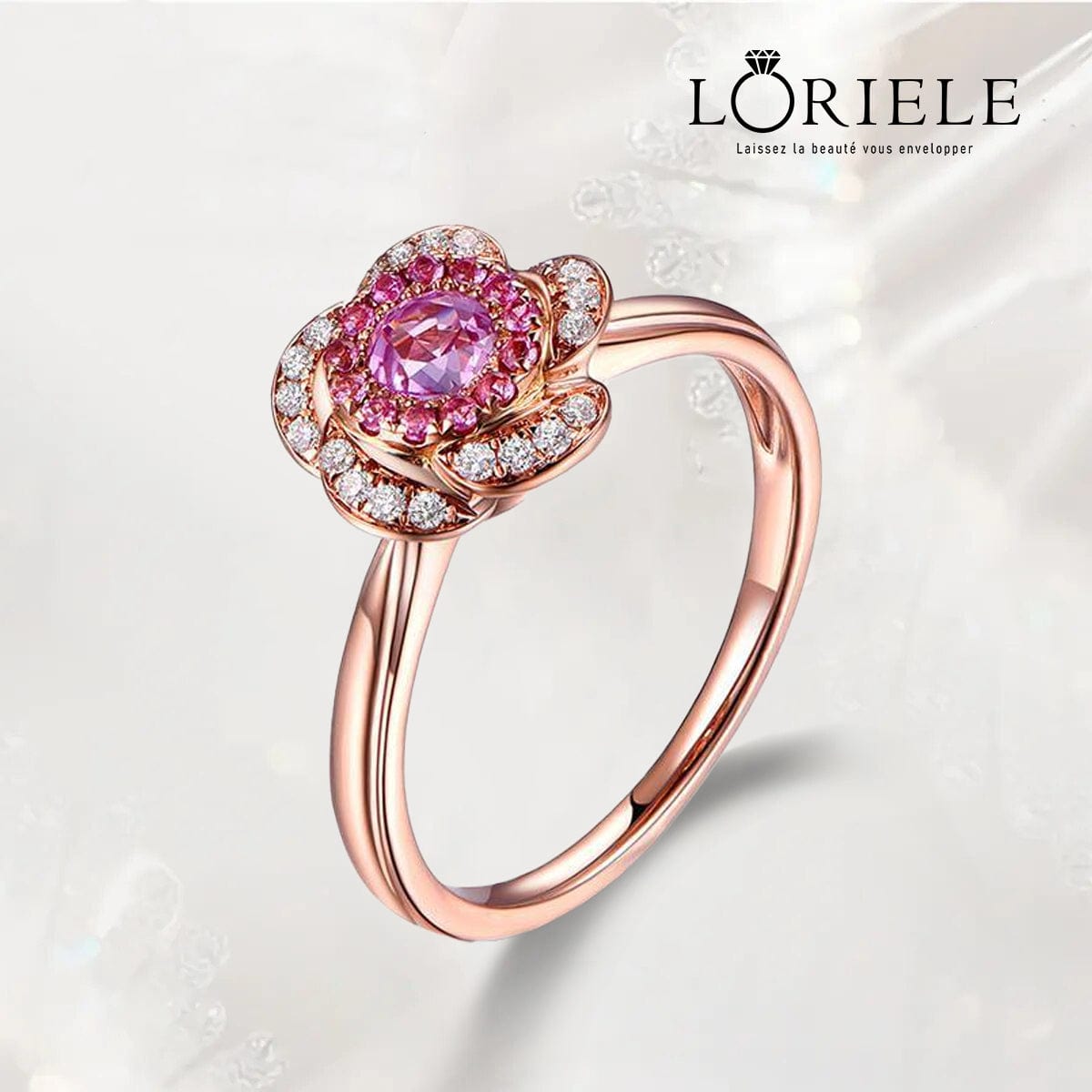 Bague Solitaire Rosa Alba Or Rose 14ct- Diamant Moissanite Rouge 1 Carat 🌹💎