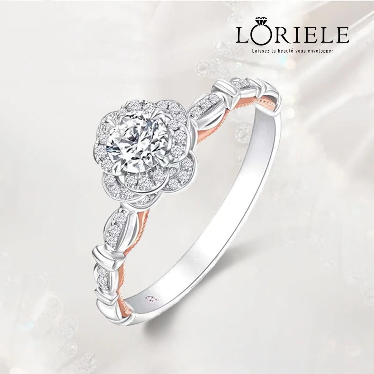 Bague Rose éclat Djamila en Argent Sterling 925 - Diamant Moissanite 1 Carat 💎