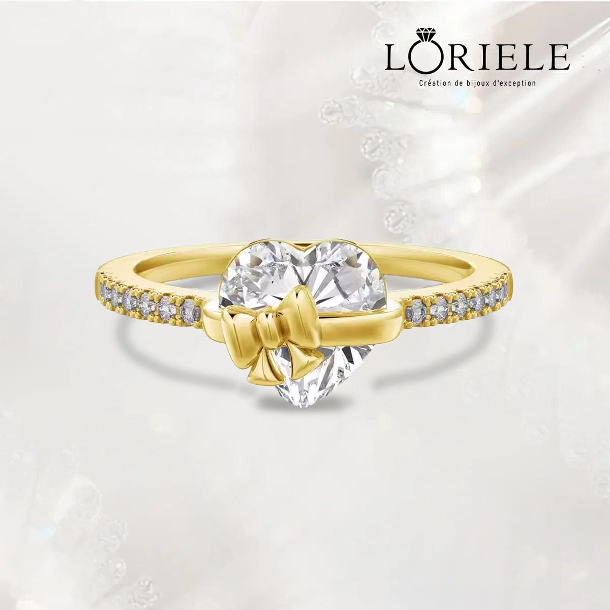 Bague Ruban Cœur de Cristal - Diamant Moissanite 1 Carat 💎