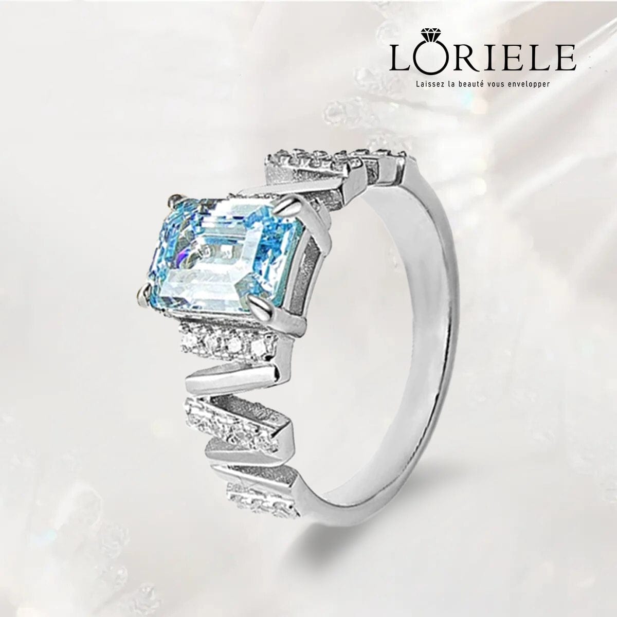 Bague Cocktail Crystal Blue Moissanite - Argent Sterling 925💎