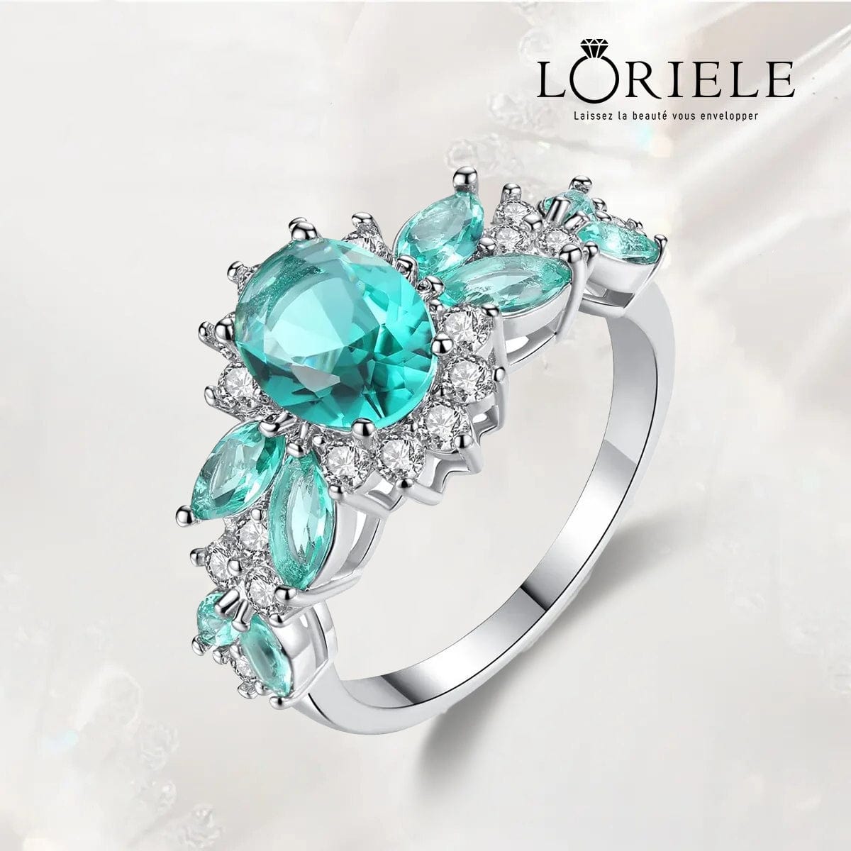 Bague Cocktail Pétale Turquoise - Vert D'Éclat💎