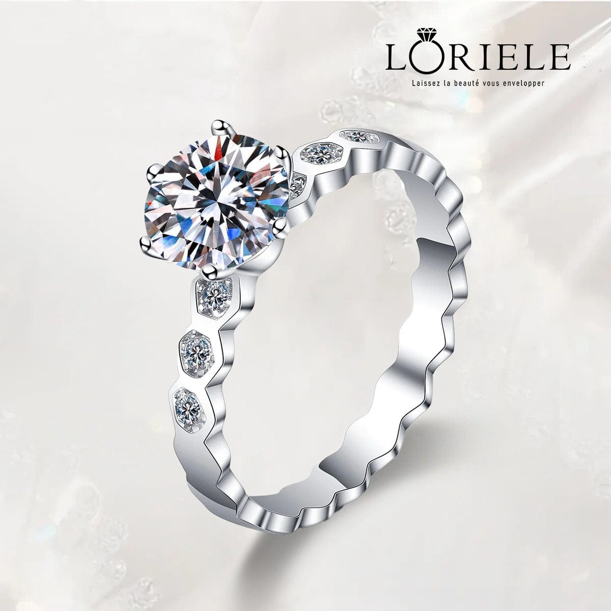 Bague Solitaire Shimmering Bee en Argent Sterling 925 - Diamant Moissanite 1 Carat💎