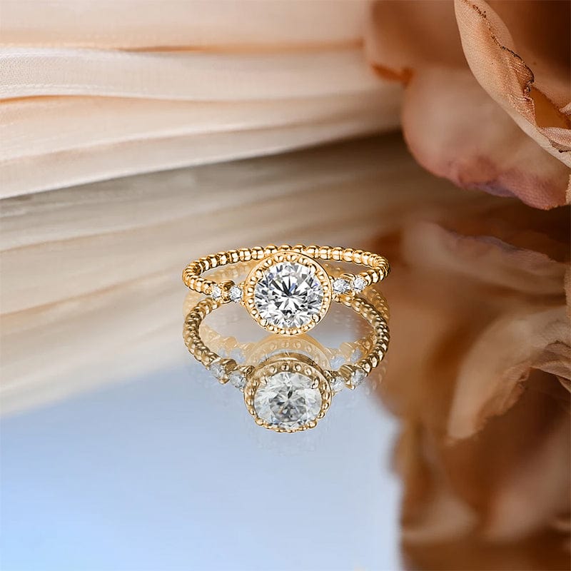 LORIELE - Bague Perle Dorée plaqué Or 18K - Diamant Moissanite 💎