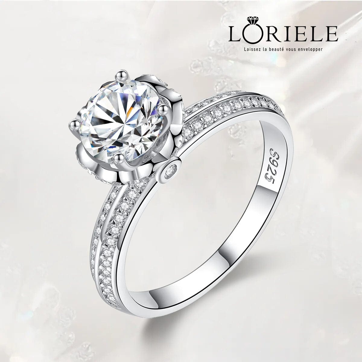 Bague Solitaire Fleur de Serment En Argent Sterling 925 - Diamant Moissanite 1 Carat 💎