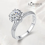 Bague Solitaire Fleur de Serment En Argent Sterling 925 - Diamant Moissanite 1 Carat 💎