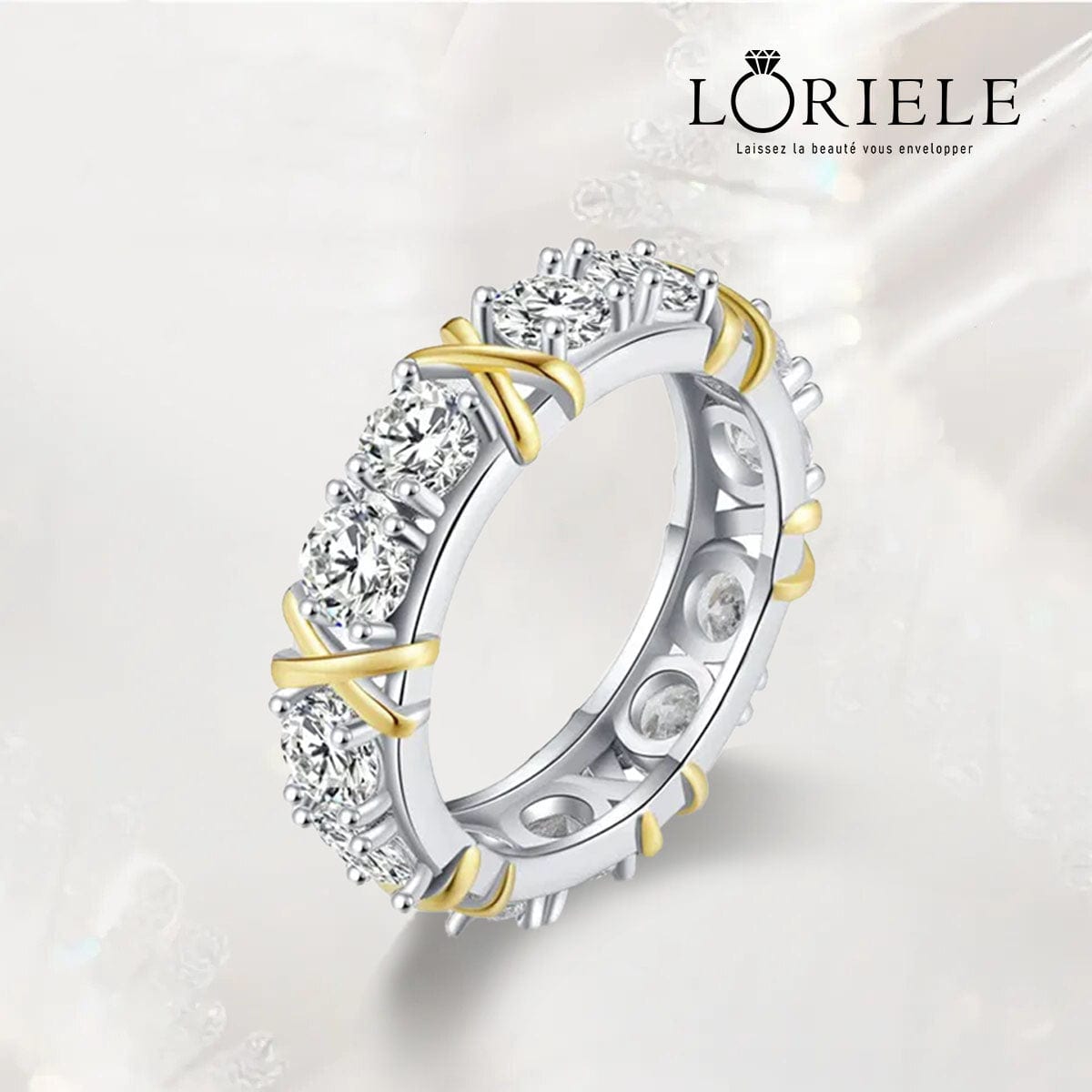 Bague cross d'éternité En Argent Sterling 925 - Diamant Moissanite 1 Carat 💎