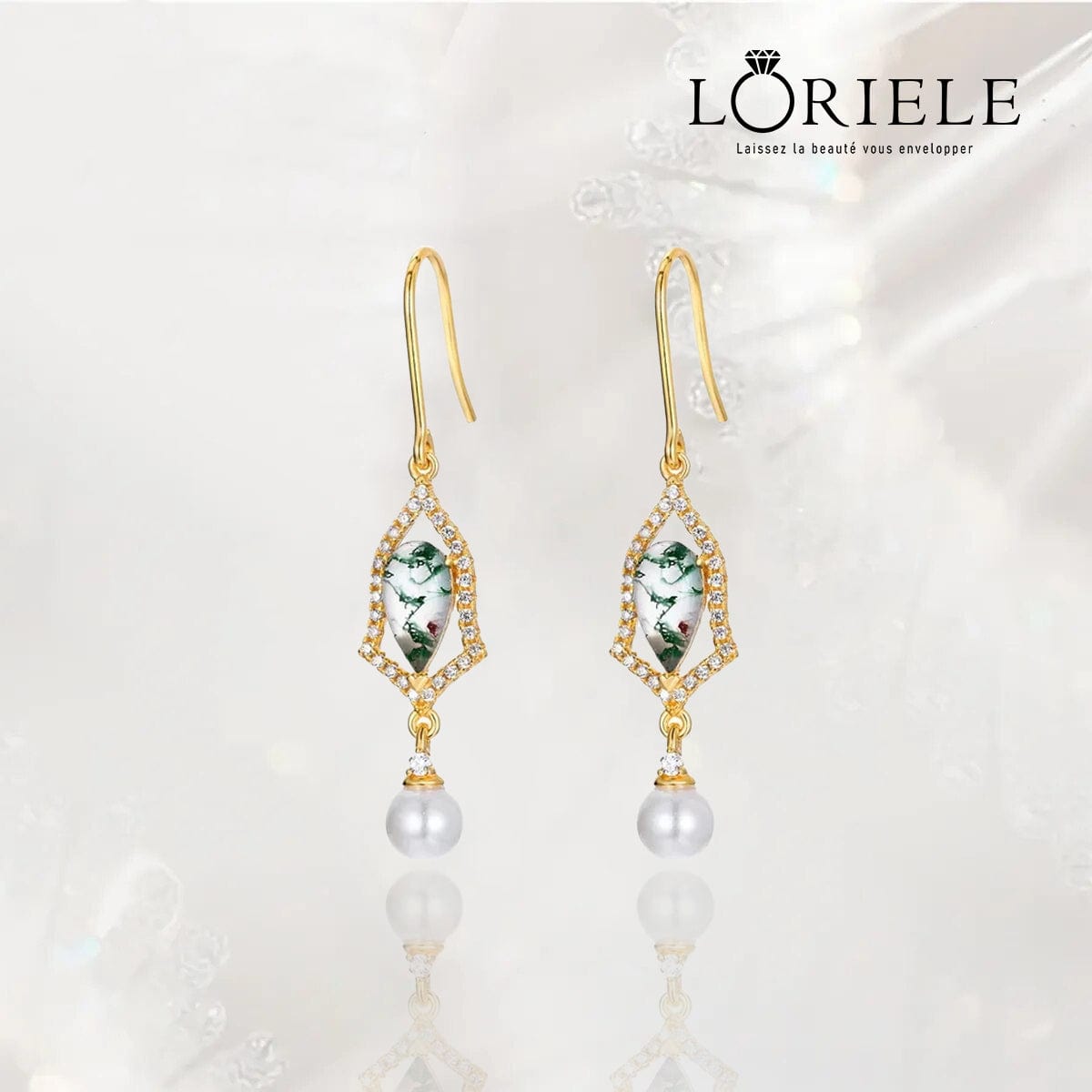 Boucles d'oreilles charme Léontine Plaqué Or Jaune - Malachite Naturelles ❇️