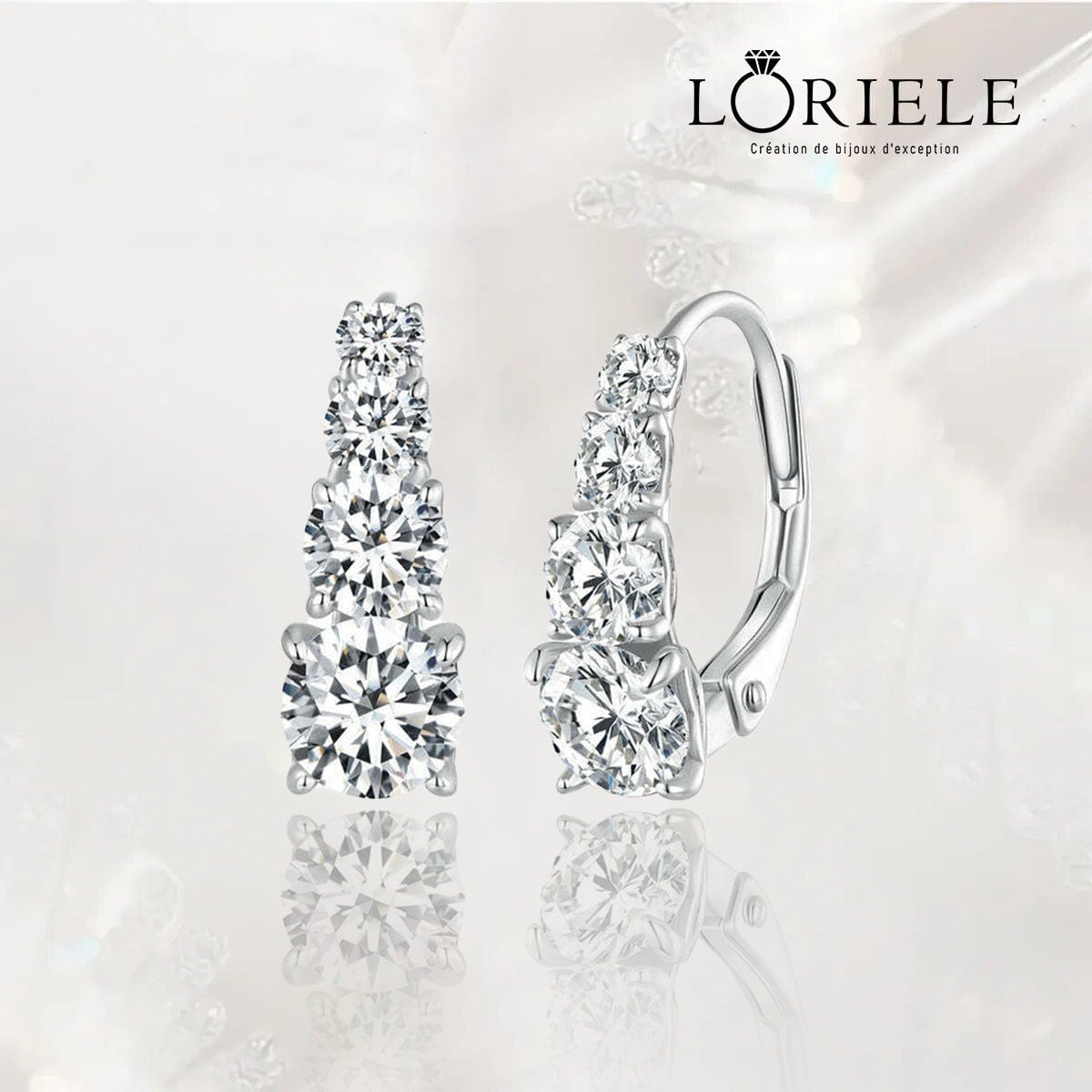 Boucles d’oreilles Carol cascade, fermoirs à levier - Diamant Moissanite💎