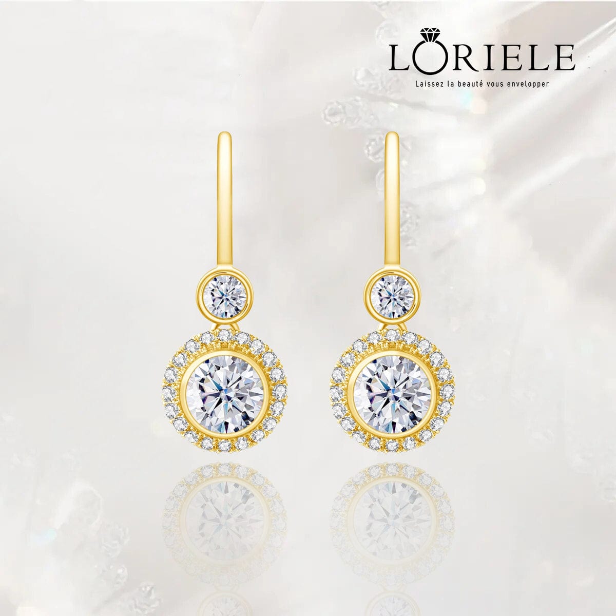 Boucles d'oreilles Éclat Royal Plaqué Or 18cts - Diamant Moissanite 1 Carat 💎
