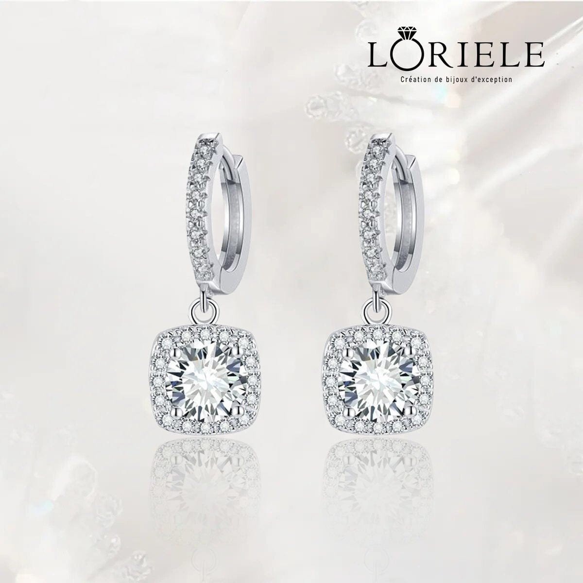 Boucles d’oreilles Halo Séléné, fermoirs à levier - Diamant Moissanite💎