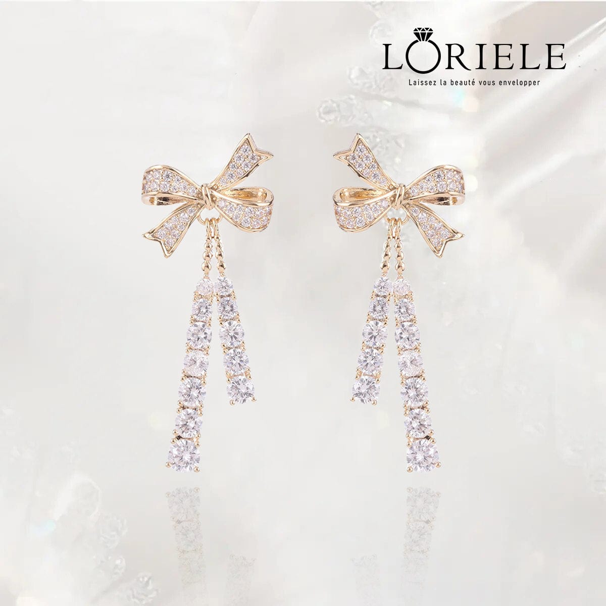 Boucles d'oreilles à pompons avec nœud français Or 18 Carats 🎀