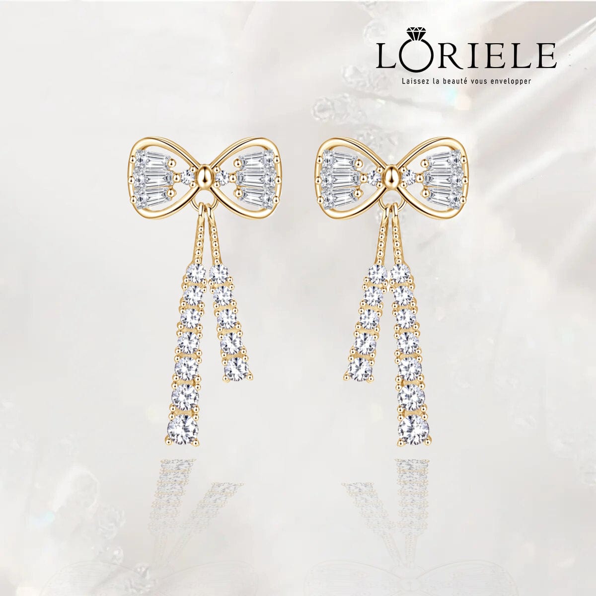 Boucles D'oreilles Nœud Papillon À La Française 🎀 Plaqué Or 18 Carats Loriele™
