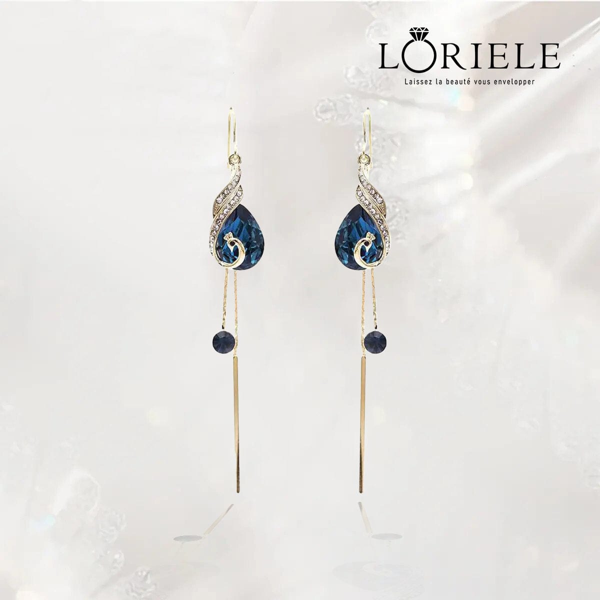 Boucles d'oreilles Paon en cristal d'Azure 🦚