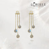 Boucles d'oreilles pendante à perles brillantes - Plaqué Or 18 Carats✨