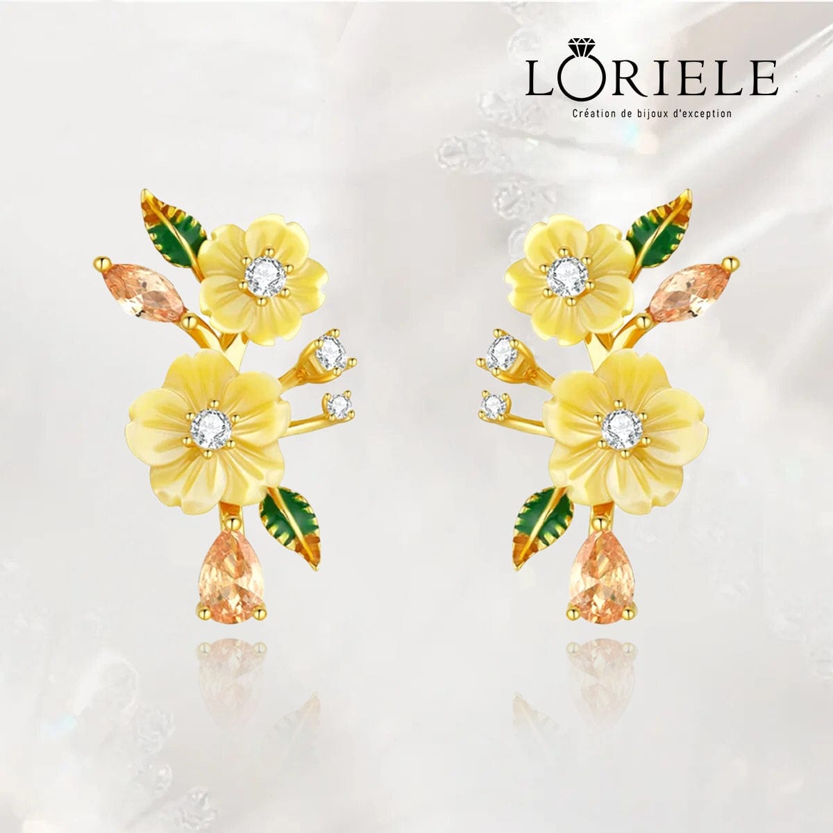 Boucles d'oreilles Pétale de Mimosa - Diamant Moissanite 💎