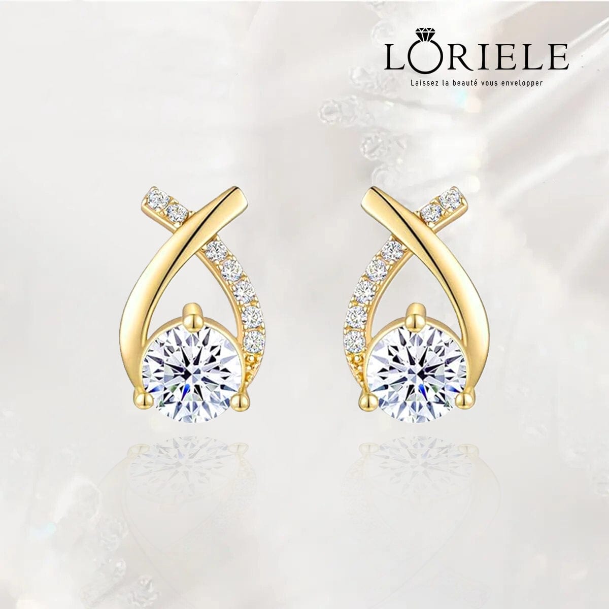 Boucles d'oreilles queue de sirène Plaqué or - Diamant Moissanite 1 Carat 💎