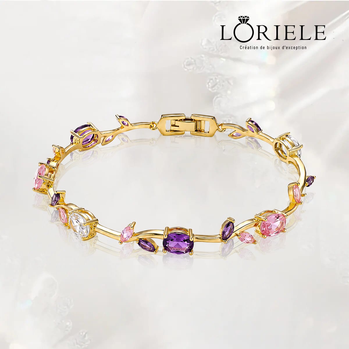 Bracelet Rosalie Amarante– Moissanite Colorées🌷