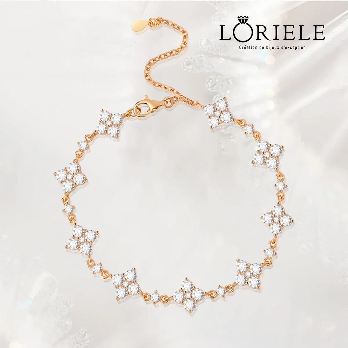 Bracelet Trèfle Cristal d'Etoile – Diamant Moissanite 1 Carat 💎