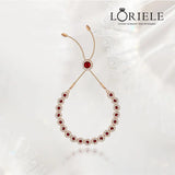 LORIELE - Bracelet Ajustable Ruby Fleur Ecarlate plaqué Or 14K🌹