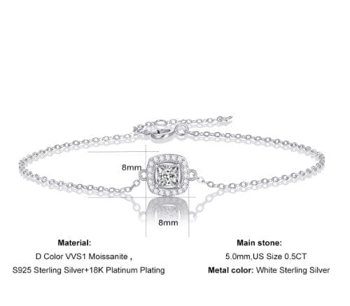 Bracelet Charme Central en Argent sterling 925 - Diamant Moissanite 1 Carat 💎