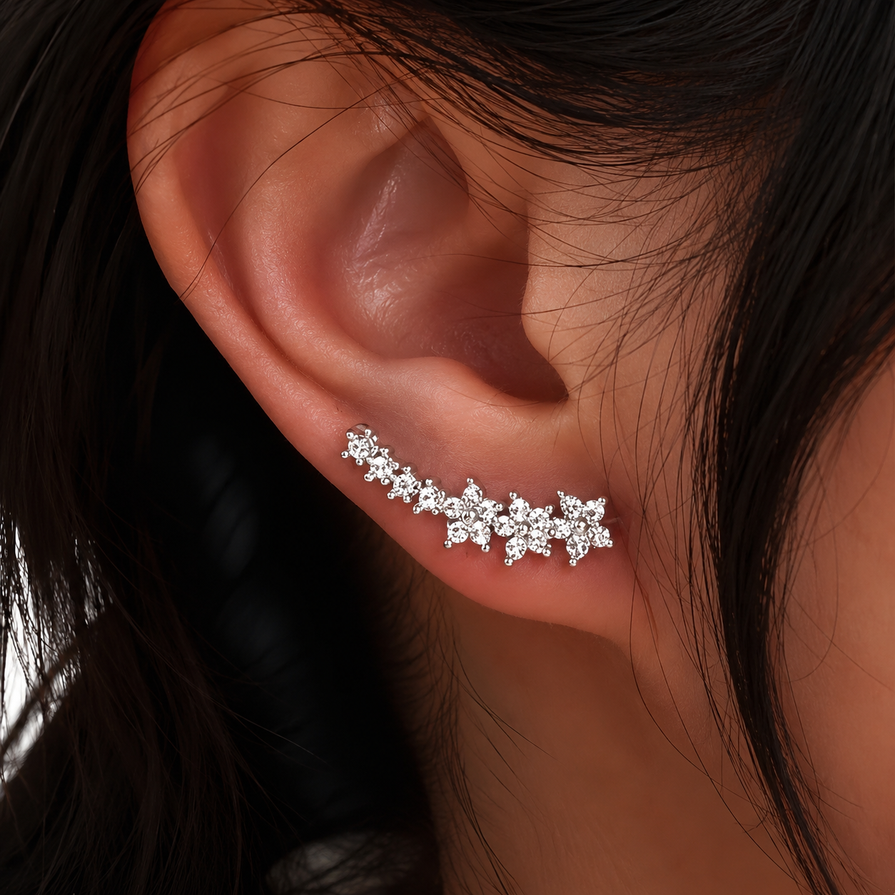 Boucles d'oreilles Éclosia Grimpante - Diamant Moissanite 💎