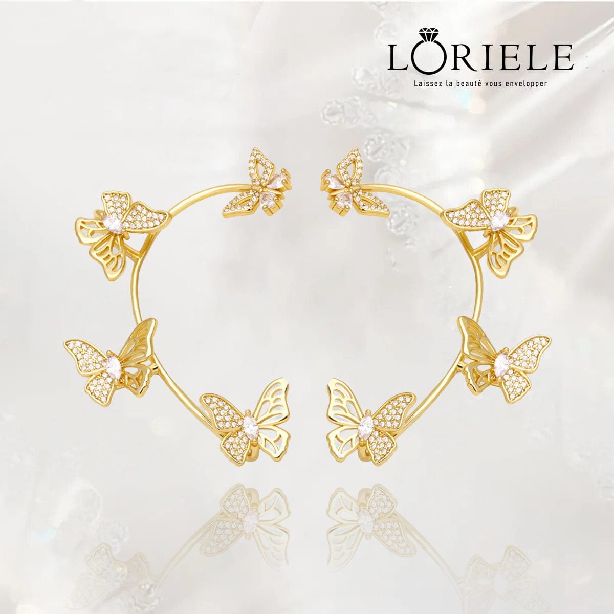 Clips dâoreilles Papillon đŠ - Zircone Cubique đ x2