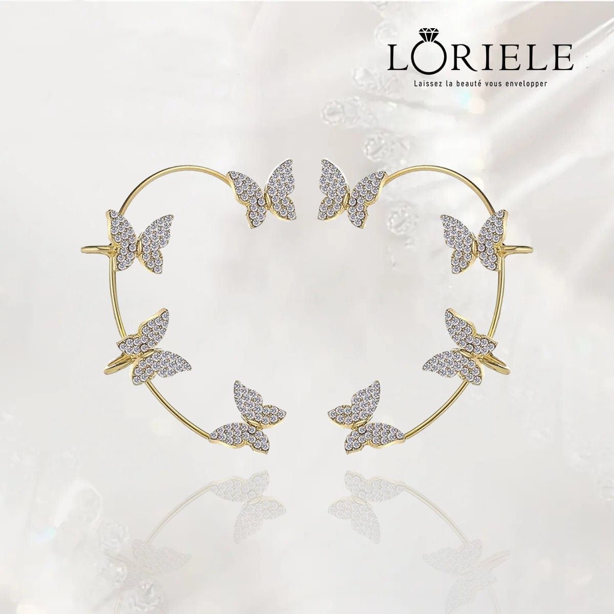 Clips dâoreilles Papillon Monarque đŠ - Zircone Cubique đ x2