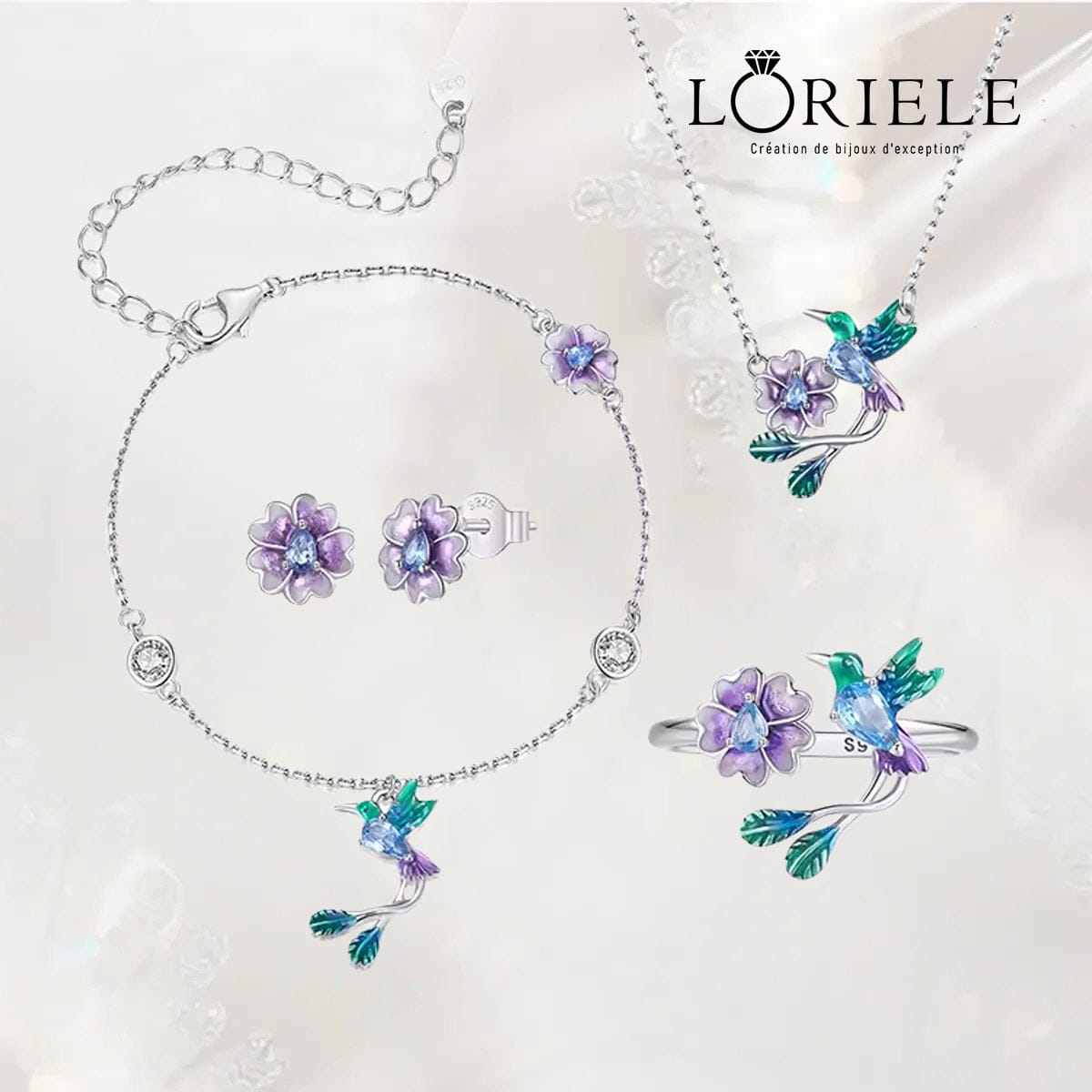 Parure Fleur du Colibri 💐 - Diamant Moissanite 💎