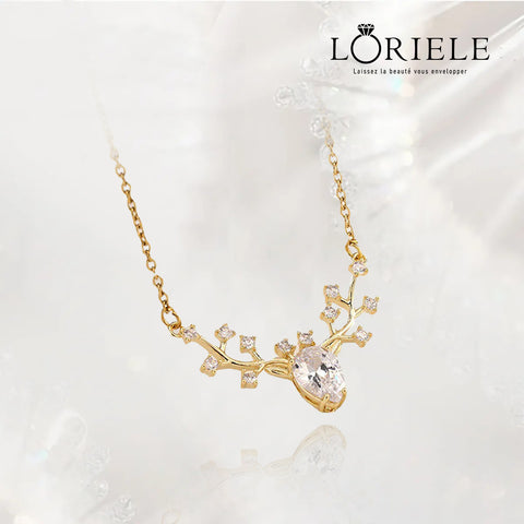 Pendentif Cerf Blanc en Diamant lazuli 💎 - Or 14K Loriele™