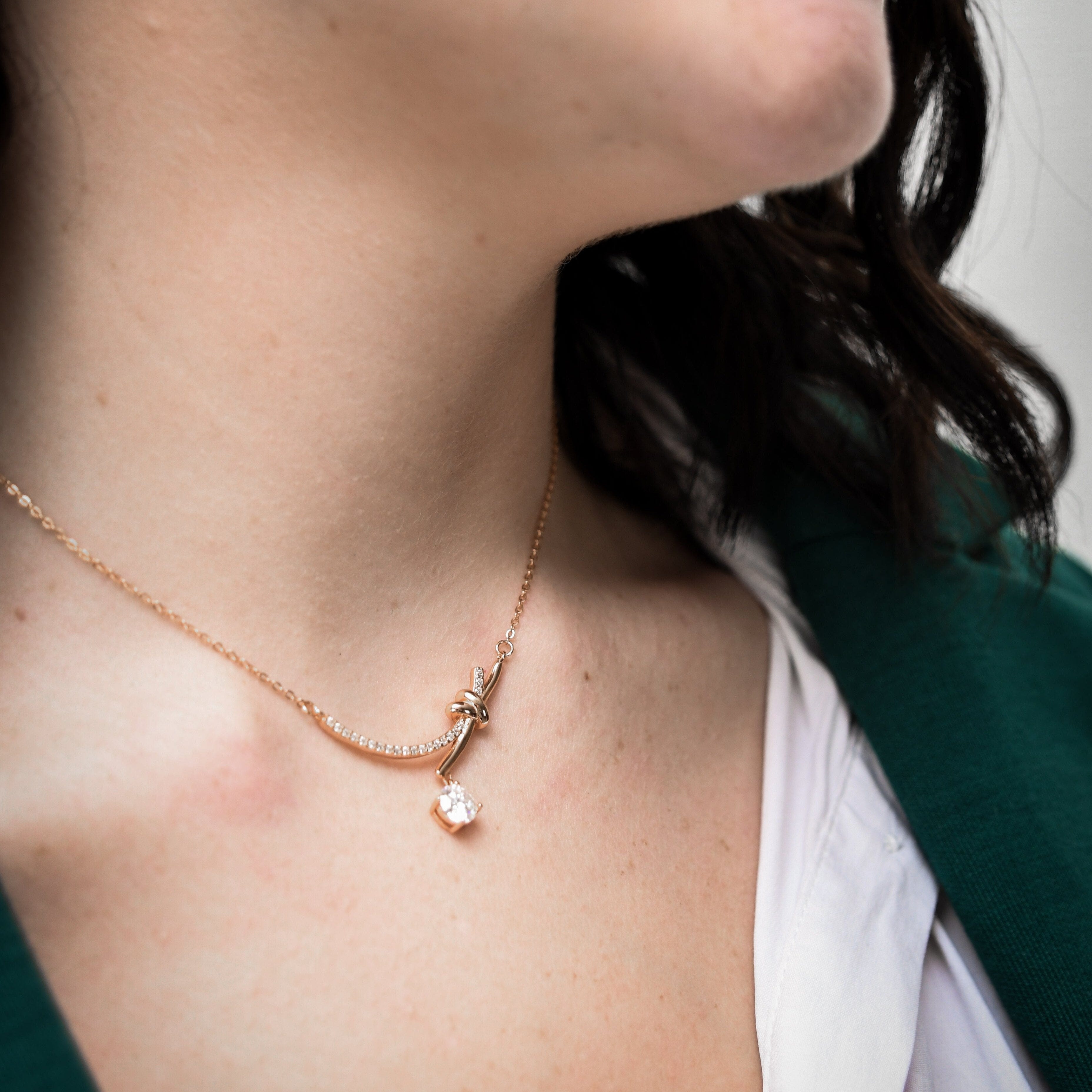 Collier Arc d'Amour Cupidon - Diamant Moissanite 1 Carat 💎Loriele™