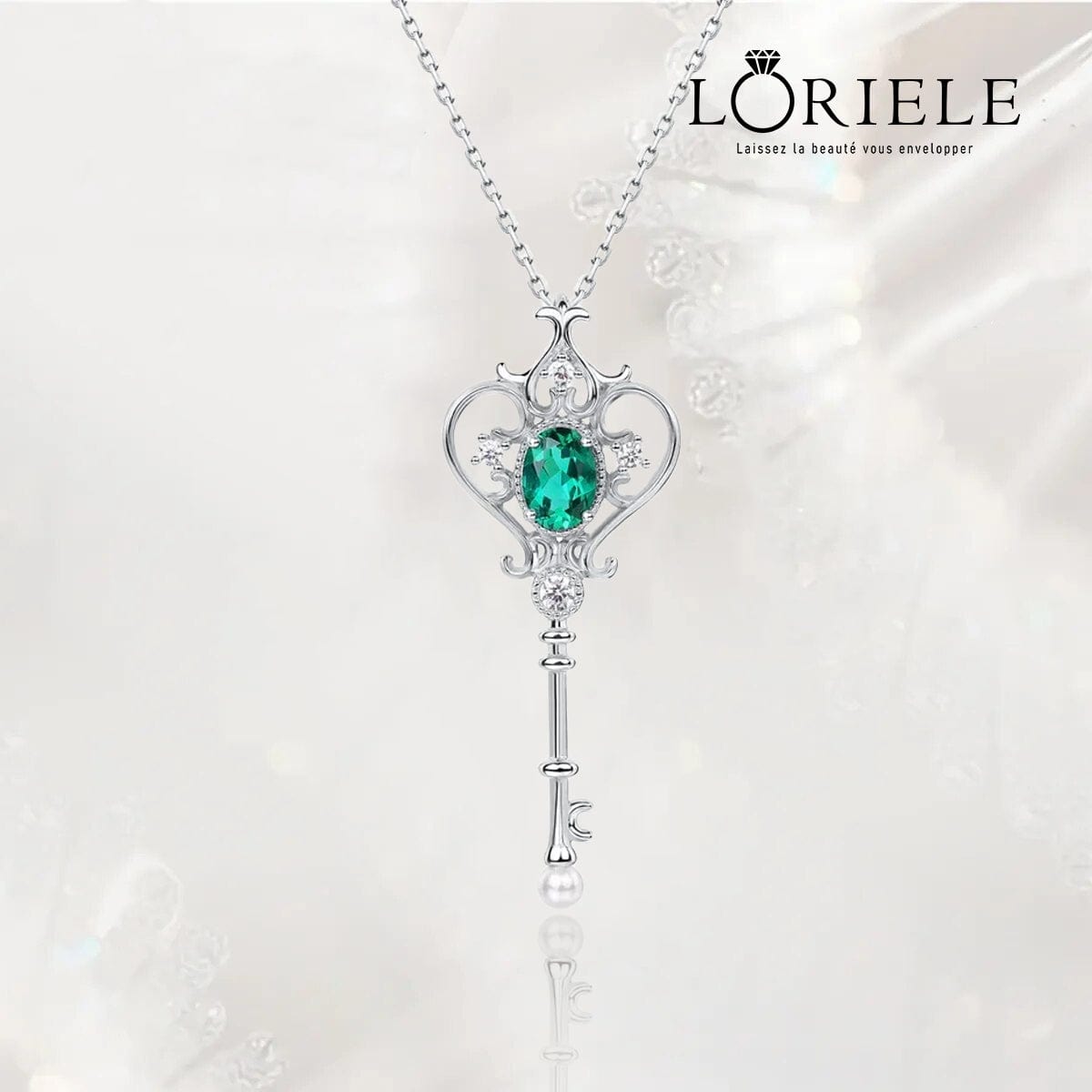Collier Clé Secret d’Avaline en Argent Sterling 925 - Émeraude 1 Carat ❇️