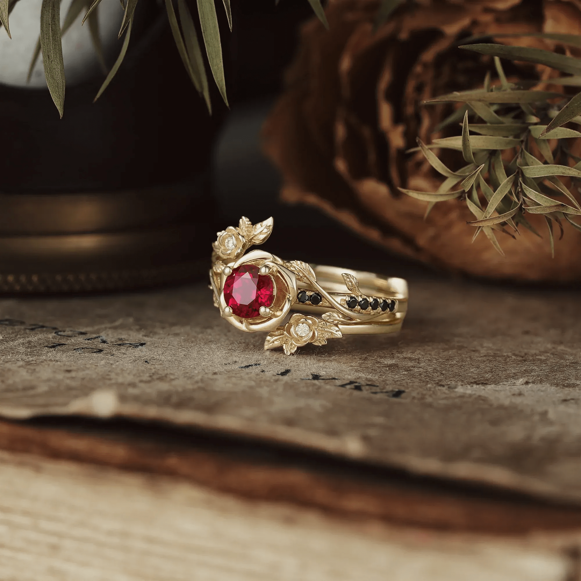 Bague Nymphes Rosalind - Moissanite Rubis 💎🌿