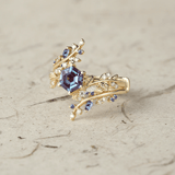 Bague Nymphes Clio Hexaéon - Diamant Moissanite Azur 💎🌿