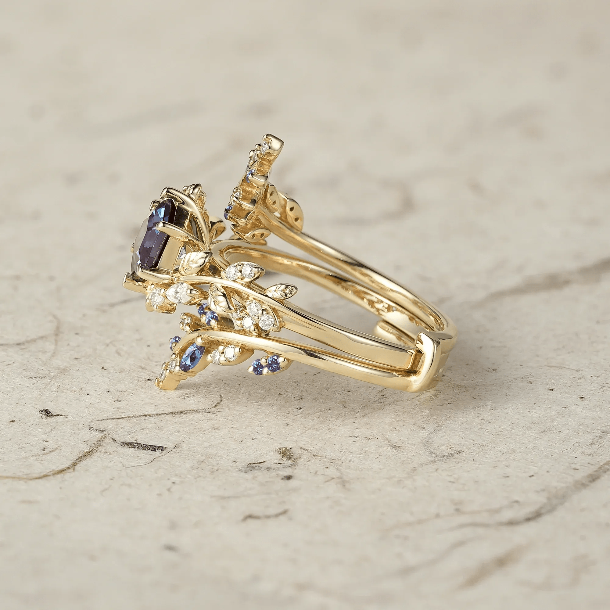 Bague Nymphes Clio Hexaéon - Diamant Moissanite Azur 💎🌿