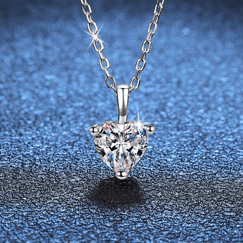 Collier Cœur Radieux en Argent Sterling 925 - Diamant Moissanite 1 Carat 💎