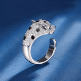 Bague Ajustable Féline Panthère 🐆 – Incrustée de diamants Moissanite 0,5 ct 💎
